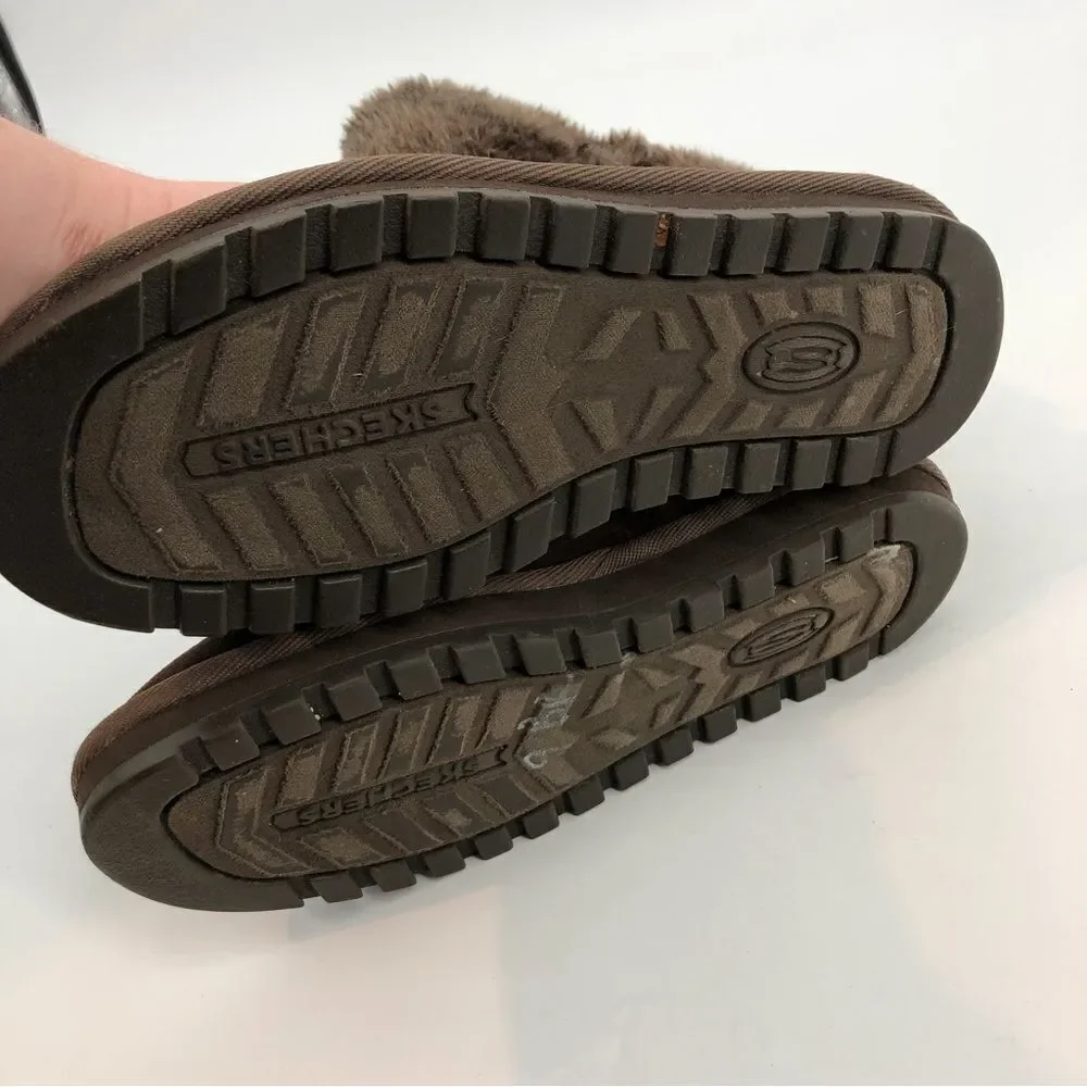 SKECHERS Australia Boiling Point Brown Furry Boot‎ Faux Leather Fur Size 9
